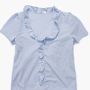 Light Blue Ruffled Women's Top